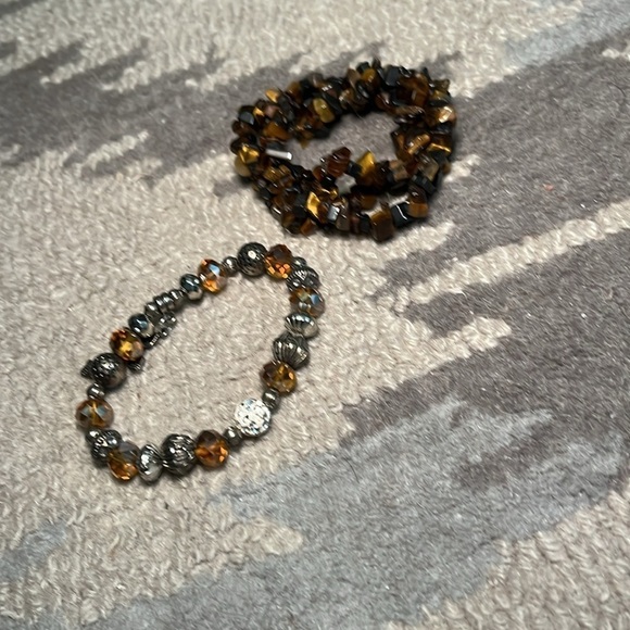 Set of two brown colored beaded bracelets - Picture 2 of 7